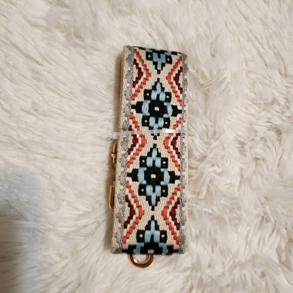 Adjustable Boho Patterned Bag Strap with Gold Hardware - Picture 2 of 2